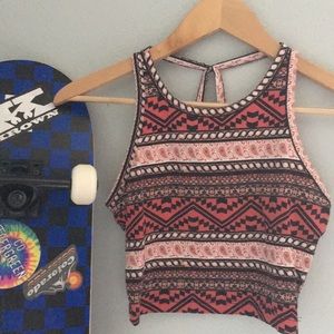 Pink patterned crop top